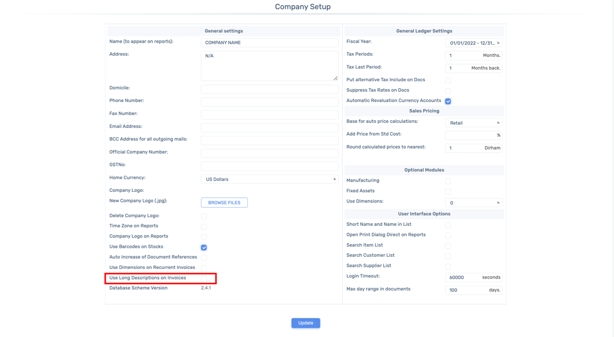 web accounting, company setup